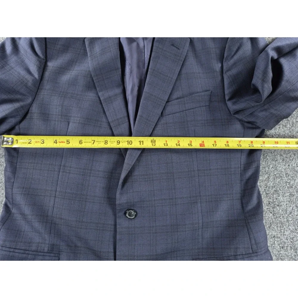 Brooks Brothers 1818 Fitzgerald Blazer Mens 44L Navy Blue Plaid Saxon Wool USA